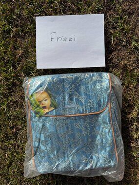 Asian Boxy backpack diaper bag Kecci Frizzi Blue Silver Convertible Baby Shower